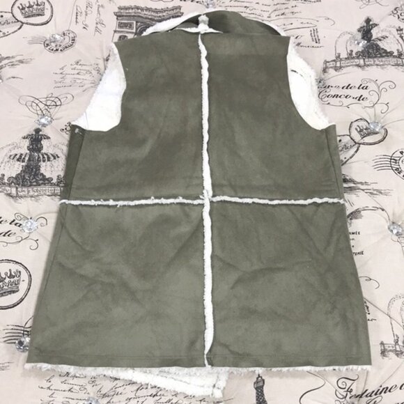 Caslon /Reversible Faux Shearling Olive Green Vest - Picture 10 of 11